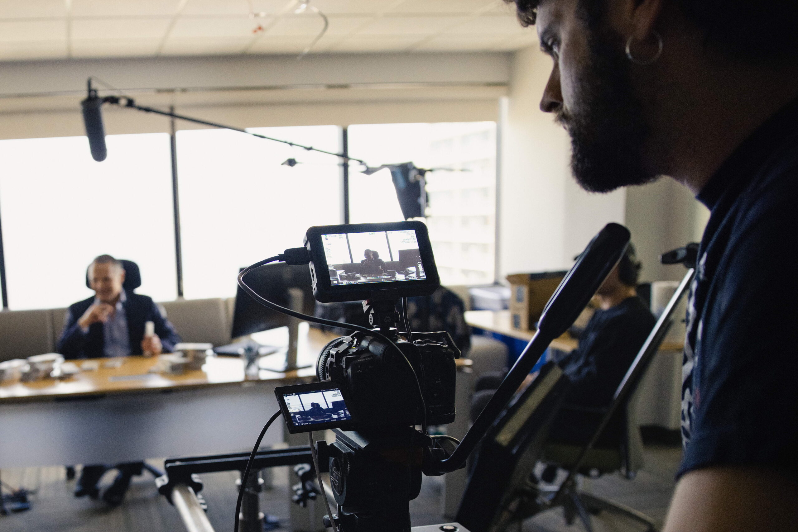 Filming an explainer video at the New Evolution Video studio in San Diego.