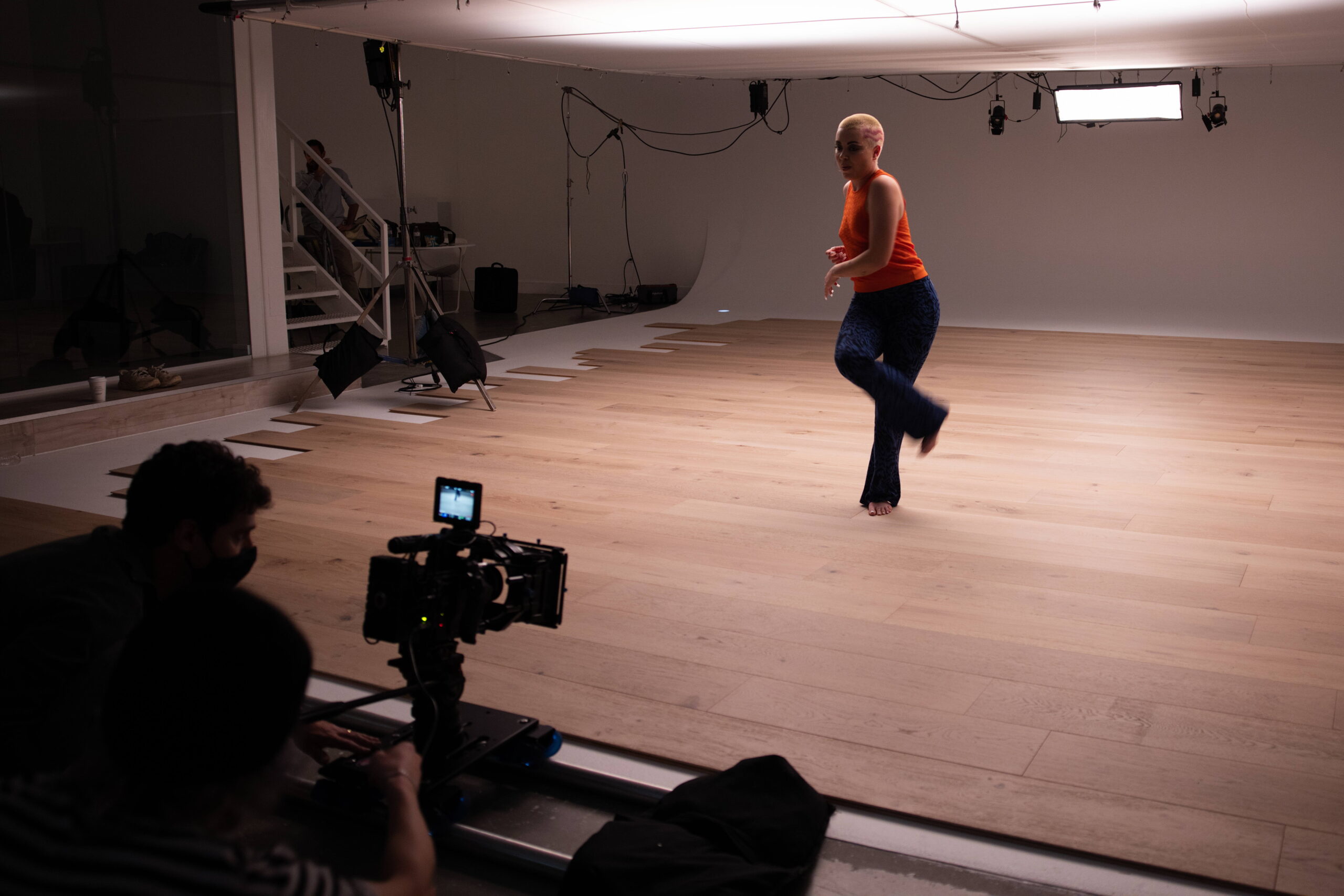 Promo video production on set in San Diego.
