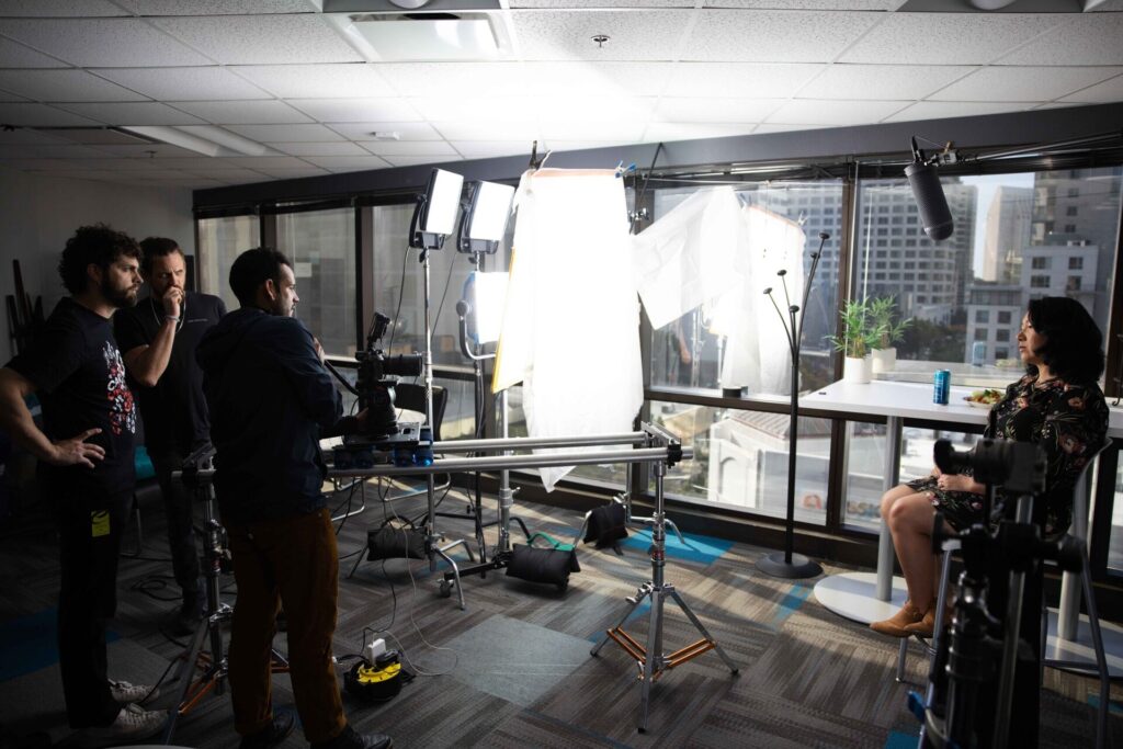 Filming a video ad on set in San Diego.